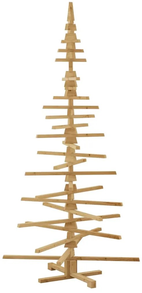 Fából készült Karácsonyfa állvánnyal Barna 210 cm Tömör fenyőfa