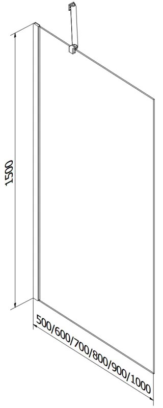 Mexen Next, kádparaván 1 szárny 50 x 150 cm, fix szárny, 6 mm átlátszó üveg, fehér profil, 895-050-000-00-00-20