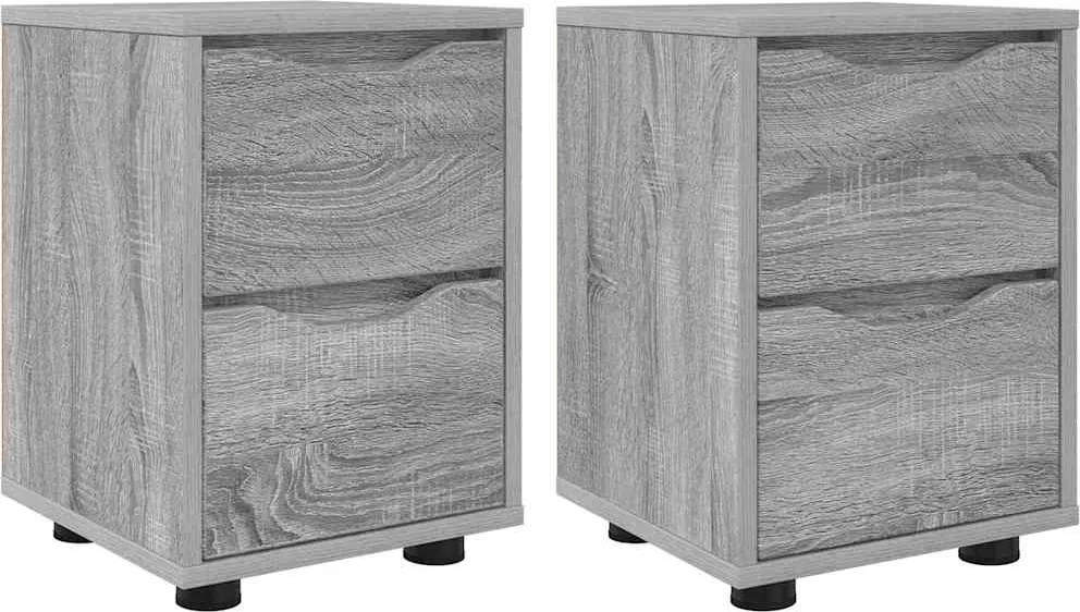 vidaXL Éjjeliszekrények 2 pcs Szürke Sonoma 30,5 x 30 x 43 cm Faanyag