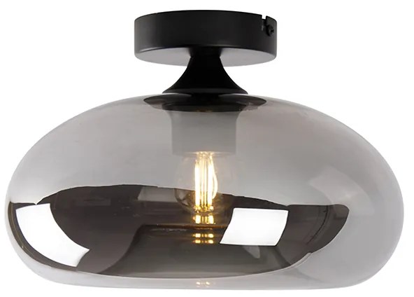 Art Deco mennyezeti lámpa fekete füstüveggel - Busa
