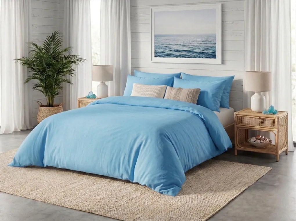 Pamut ágynemű CALMORA világoskék Ágyneműhuzat mérete: 2 db 70 x 90 cm | 160 x 220 cm