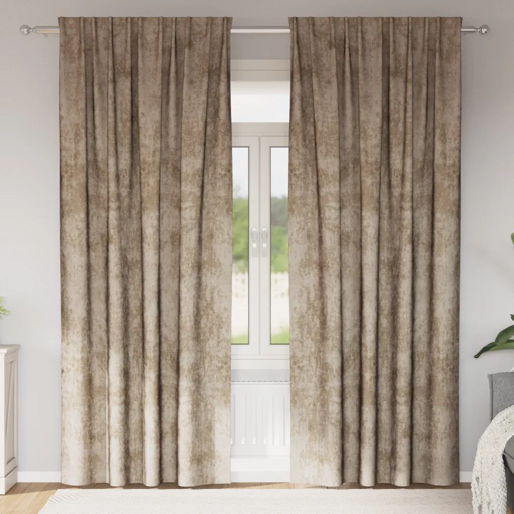 Velúr Függönyök 2 db Pálcataszkolttal Gyöngyház 260x140 cm