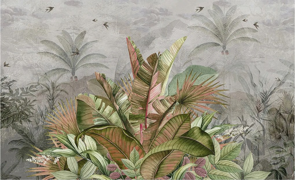 Divatos Flizelin Tapéta Fali Furnér Egzotikus dzsungel 416x254 Ragasztó