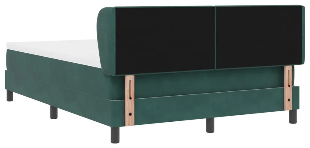Boxspring Ágy Matraccal Sötét Zöld 140x190 cm Bársony