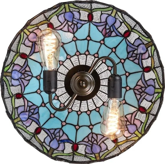 Brilagi - Tiffany stílusú vitrázs csillár, láncra függesztett LORAS 2xE27/60W/230V