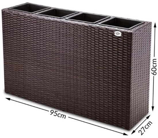 Casaria® Virágtartó 95x27x60 cm barna - 4 edény