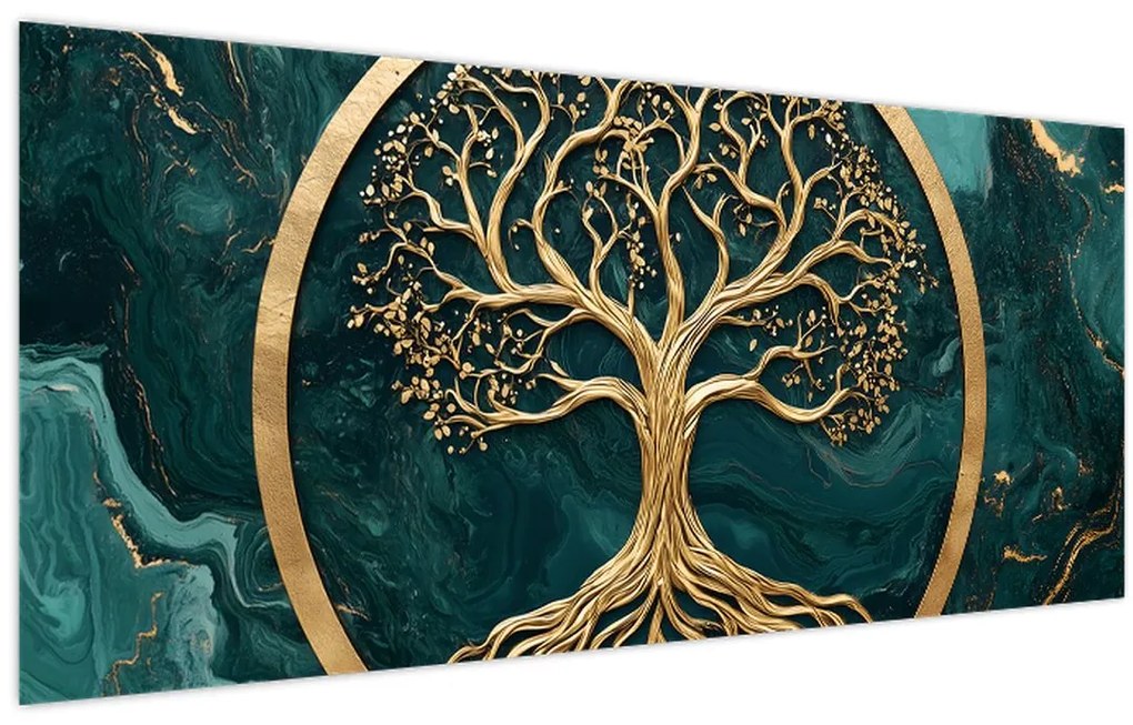 Kép – Márványban lévő arany életfa (120x50 cm)