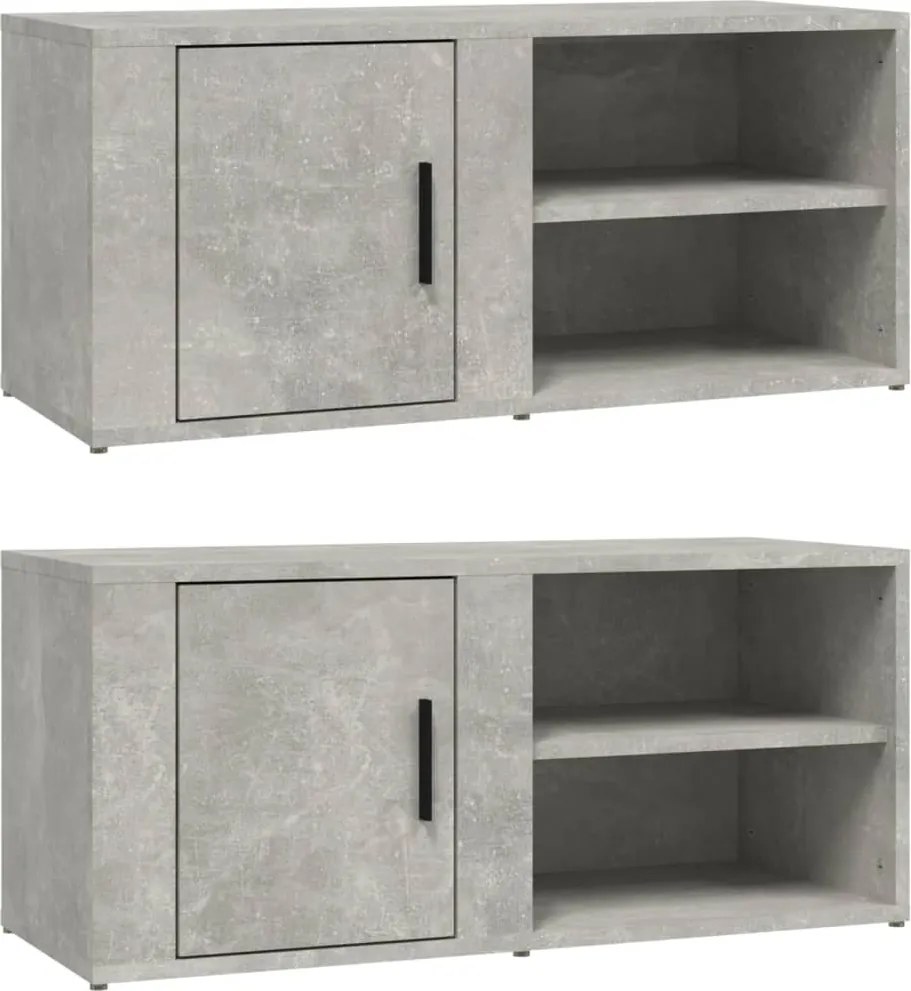 vidaXL 2 db betonszürke szerelt fa TV-szekrény 80x31,5x36 cm