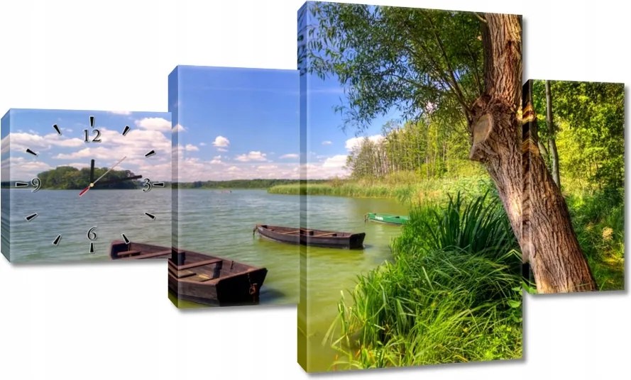 Faliórák 130x80 Tó Csónakok Tájkép