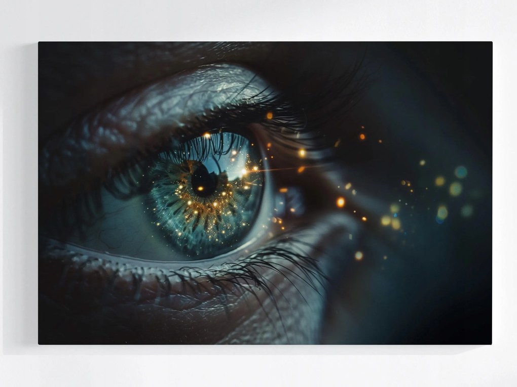 Poszter Fotó Makró Szem Csillagok Kozmosz Arany 120x80