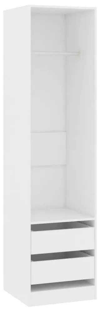 fehér szerelt fa ruhásszekrény fiókokkal 50 x 50 x 200 cm
