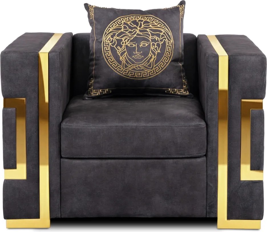 Fotel PALLAZO 1S Czarny/Złoty