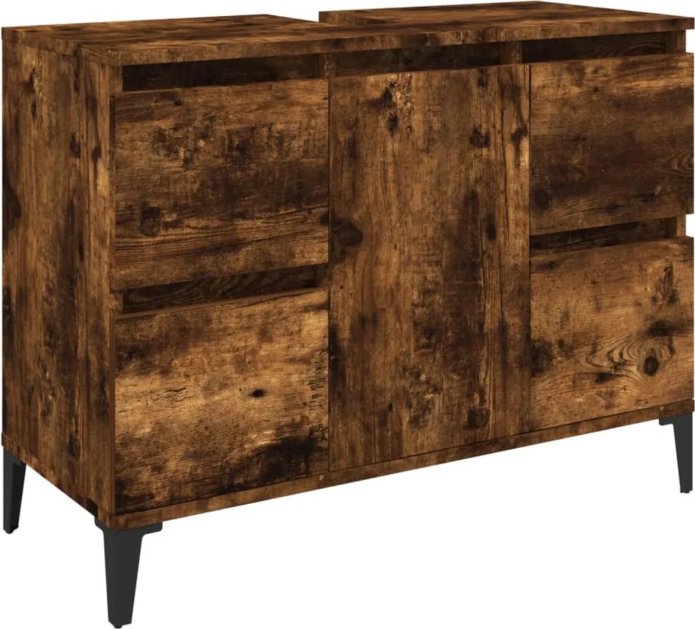 vidaXL füstös tölgy színű szerelt fa mosdószekrény 80 x 33 x 60 cm