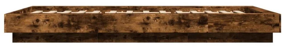 füstös tölgyszínű szerelt fa ágykeret LED-del 100 x 200 cm