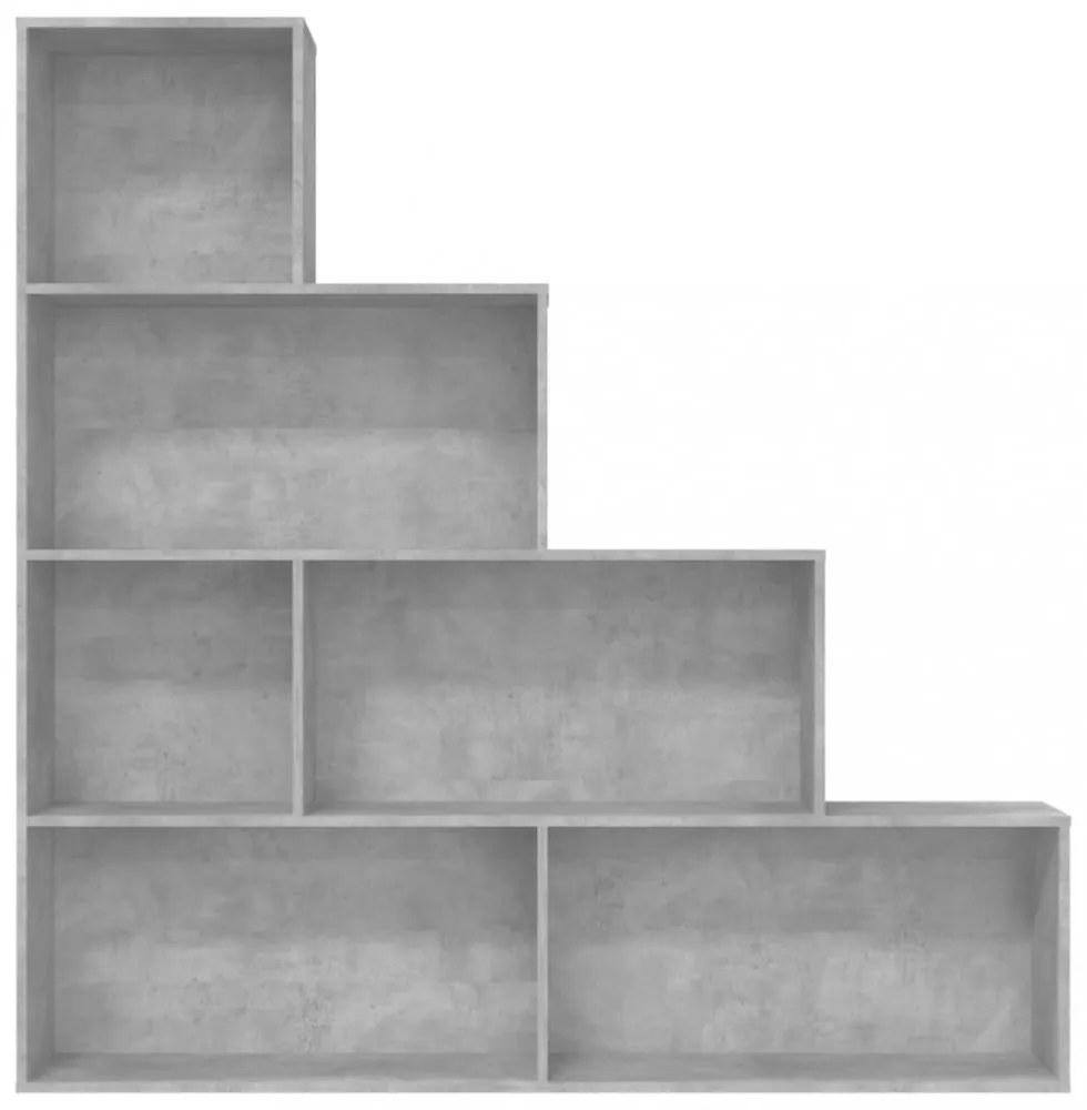betonszürke szerelt fa könyvszekrény/térelválasztó 155x24x160cm