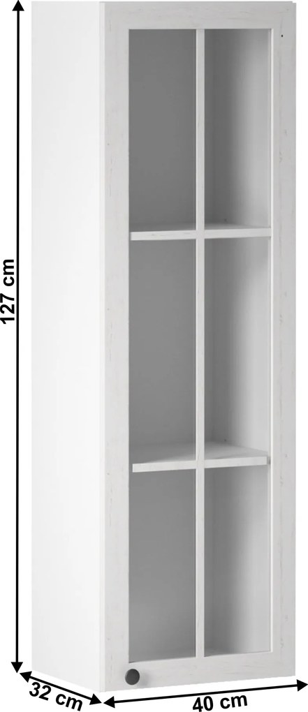 Felsőszekrény üveggel W40S, fehér/sosna andersen, PROVANCE
