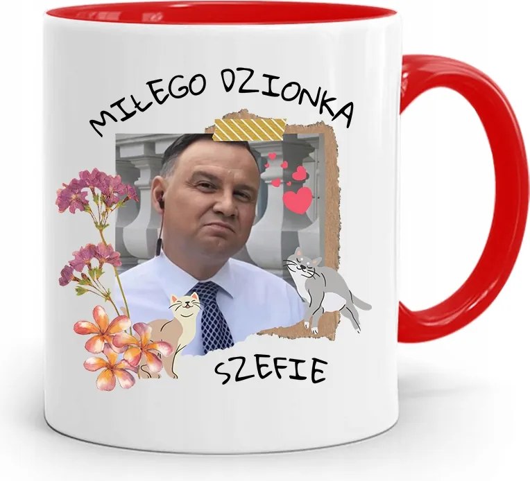 Piros Elnöki Bögre Andrzej Duda Pis Egészség felirattal