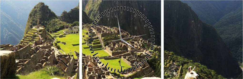 Kép - Lámák Machu Picchuban (órával) (90x30 cm)