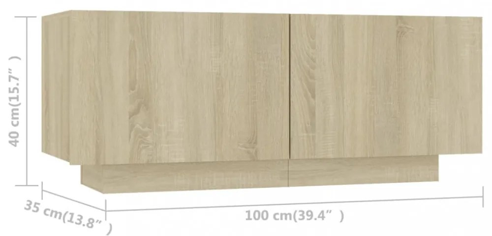 sonoma tölgyszínű szerelt fa TV-szekrény 100 x 35 x 40 cm