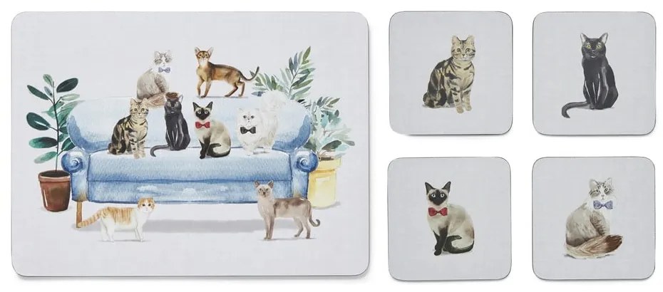 Tányéralátét és poháralátét szett 8 db-os Curious Cats – Cooksmart ®