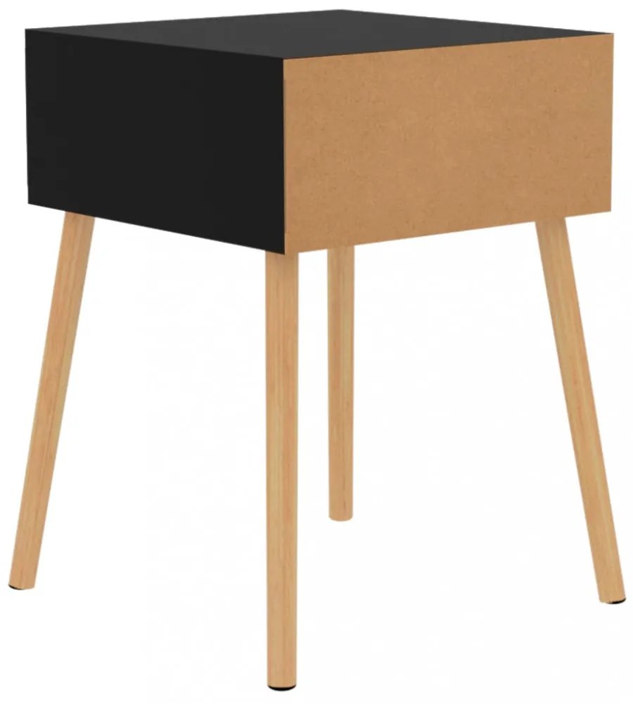 magasfényű fekete szerelt fa éjjeliszekrény 40 x 40 x 56 cm