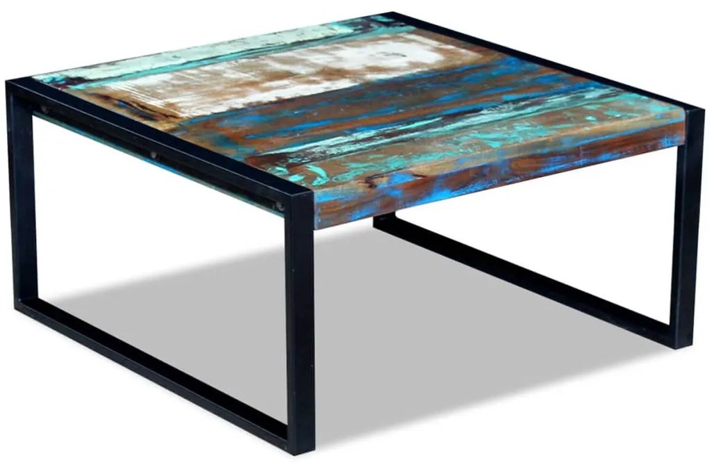 Tömör újrahasznosított fa dohányzóasztal 80 x 80 x 40 cm