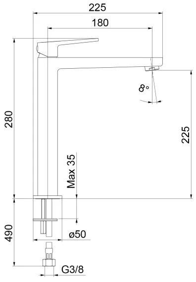 Sapho - TURSI mosdócsaptelep, 28 cm, fényes króm