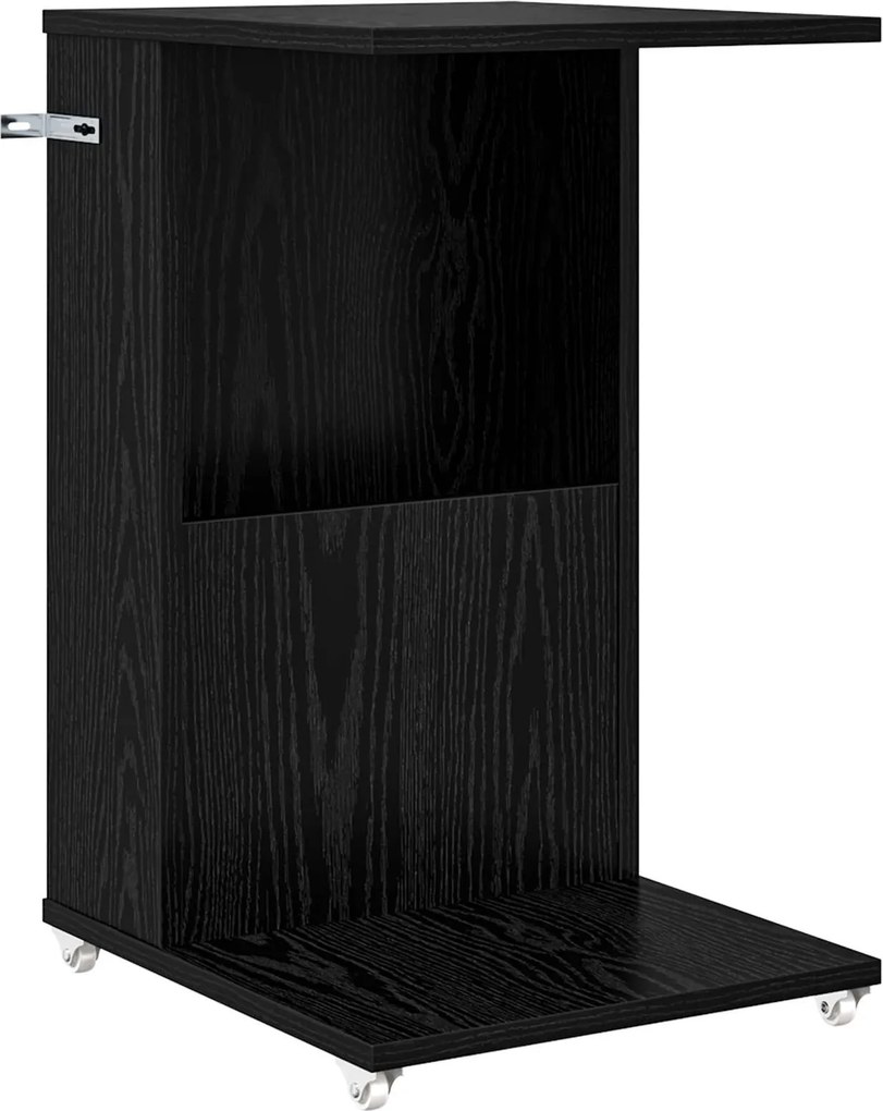 vidaXL Oldal asztal kerékkel Fekete tölgy 40 x 35 x 60 cm Faanyag