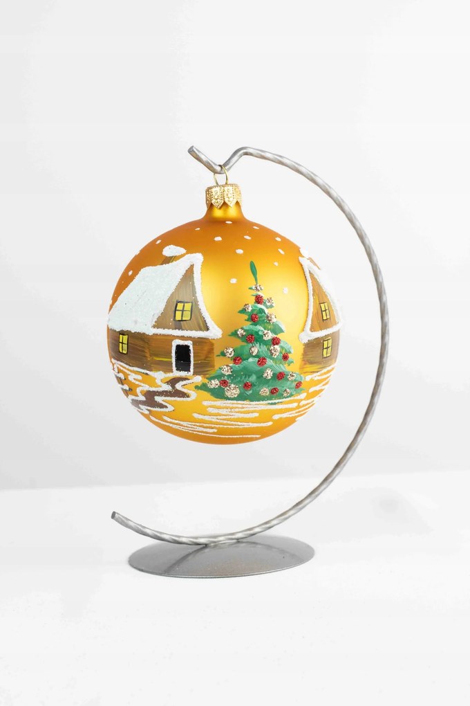 Arany matt karácsonyi gömb állványon 100