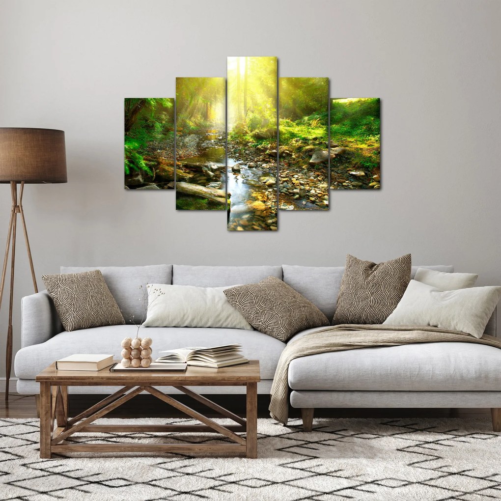 Egy folyó zöld erdőben képe (150x105 cm)