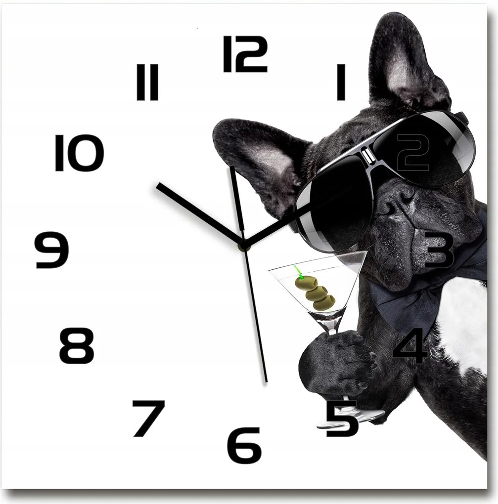 Üveg falióra, nagy Kutya martini 60x60