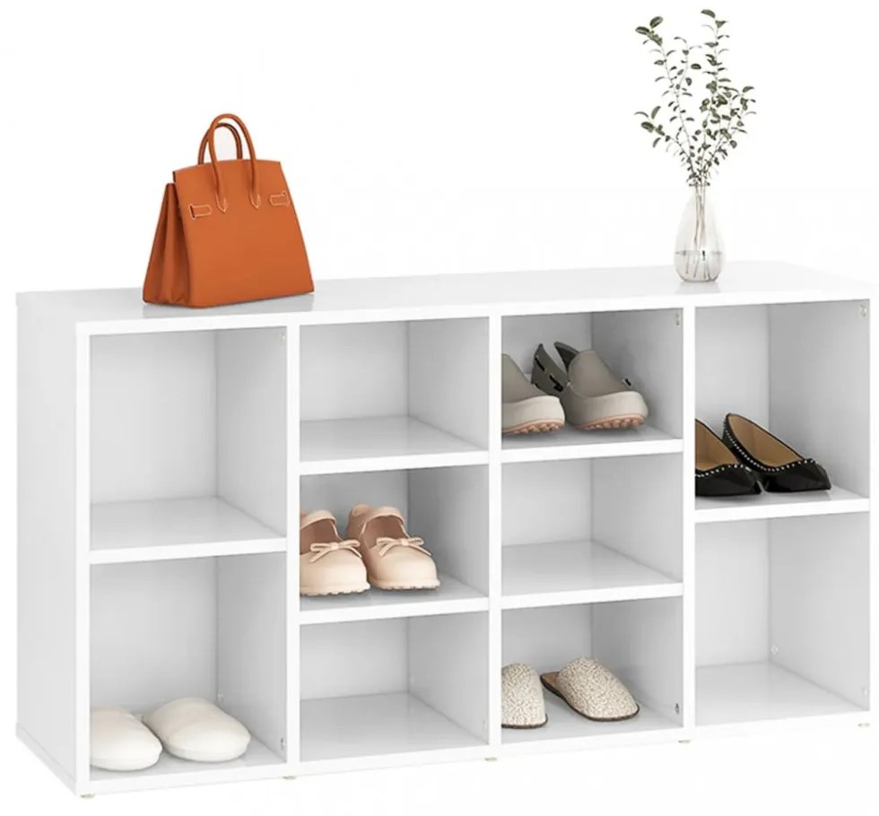 fehér szerelt fa cipőtároló pad 103 x 30 x 55 cm