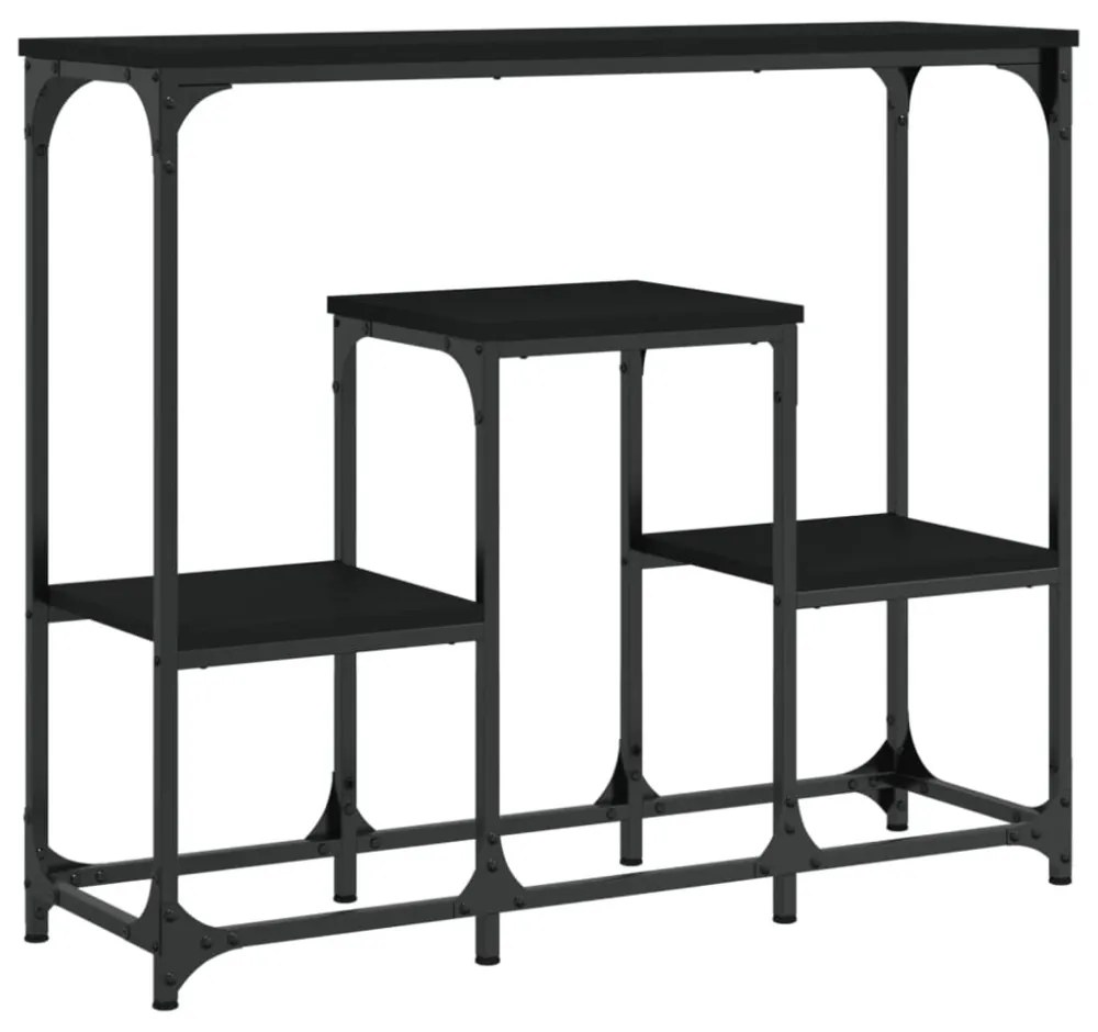 fekete szerelt fa tálalóasztal 89,5x28x76 cm