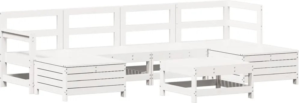 vidaXL fehér 7 részes tömör fenyőfa kerti kanapészett