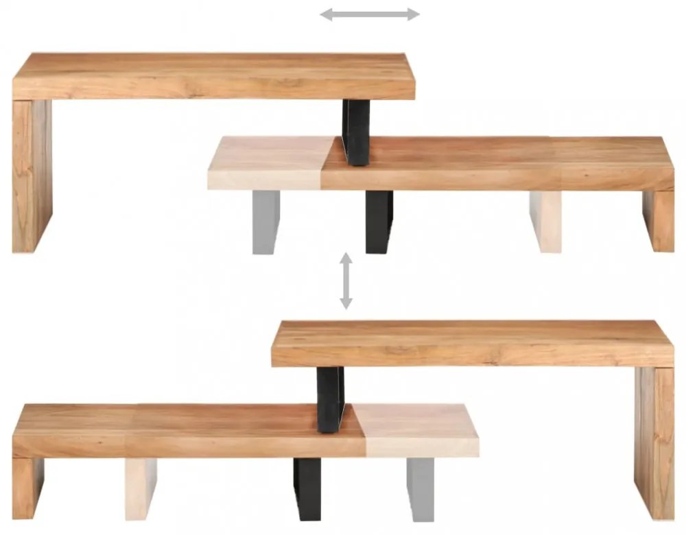 vidaXL 2 részes tömör akácfa dohányzóasztal-garnitúra