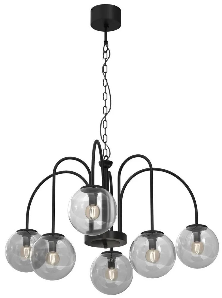 Csillár láncon CAMBRIDGE 6xE14/60W/230V fekete