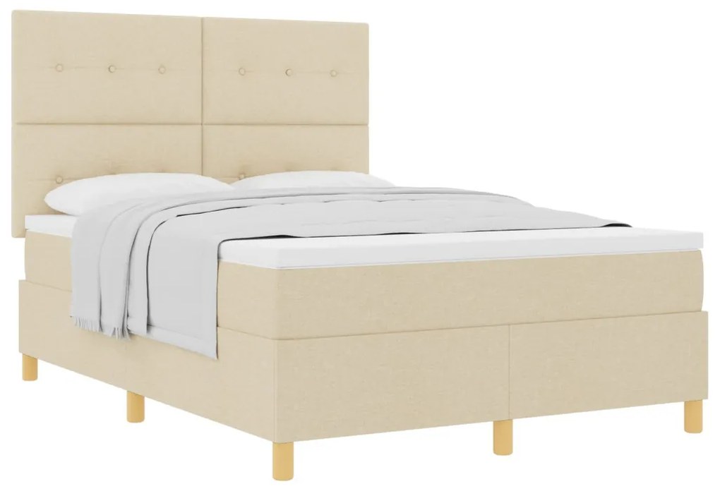 Box Spring Ágy Matraccal Krém 140x190 cm Szövet
