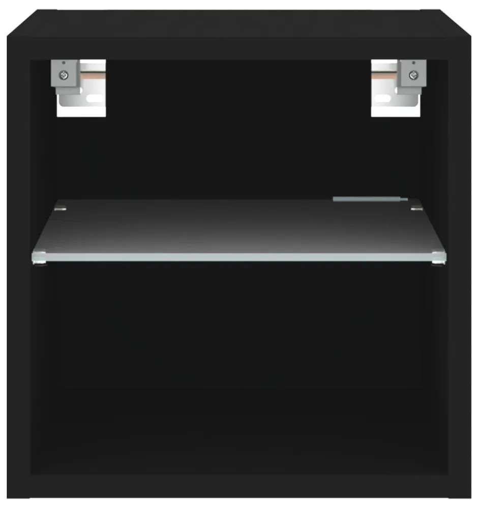 2 db fekete fali TV-szekrény LED-világítással 30 x 28,5 x 30 cm