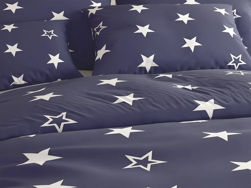 LINE STAR sötétkék pamut ágyneműhuzat