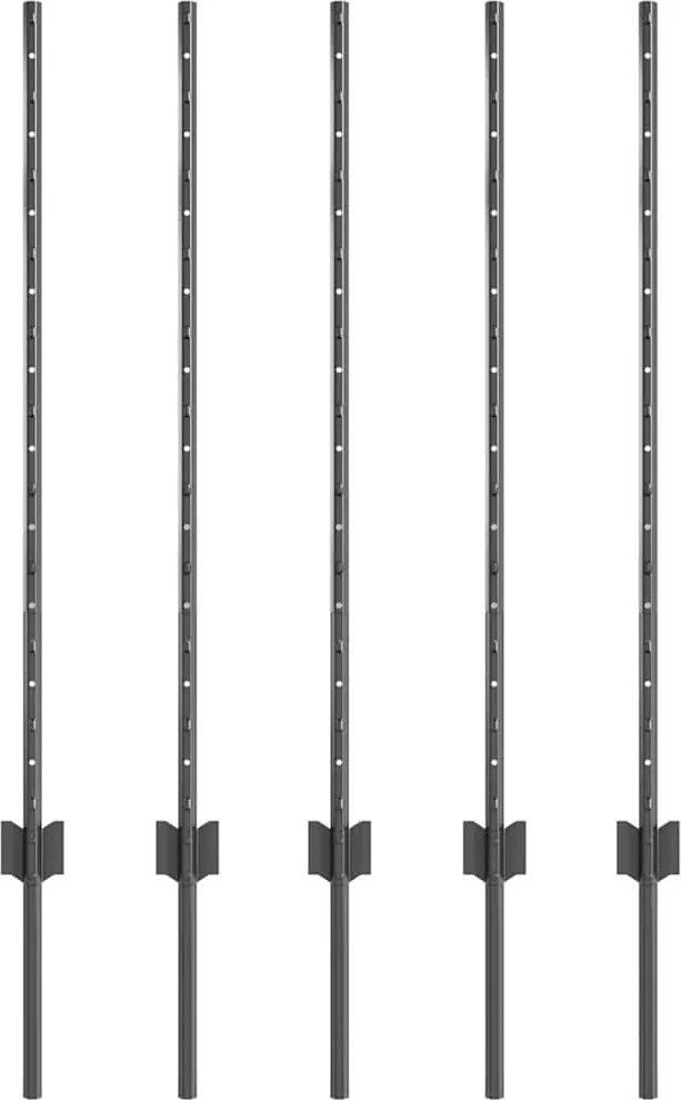 vidaXL Kerítésoszlop 5 pcs Szürke 100 cm Acél