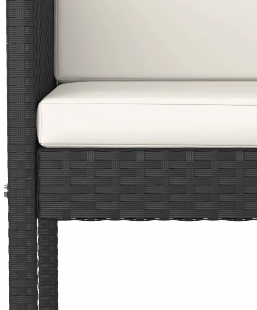 2 db fekete polyrattan bárszék párnával