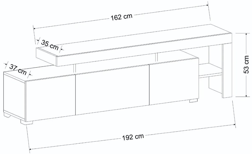 Design TV asztal Calissa 192 cm antracit