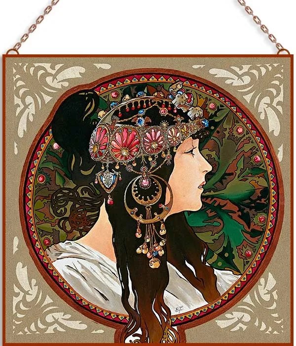 Alfons Mucha - Csodálatos asszonyok (Garnitúra) üvegkép, falikép