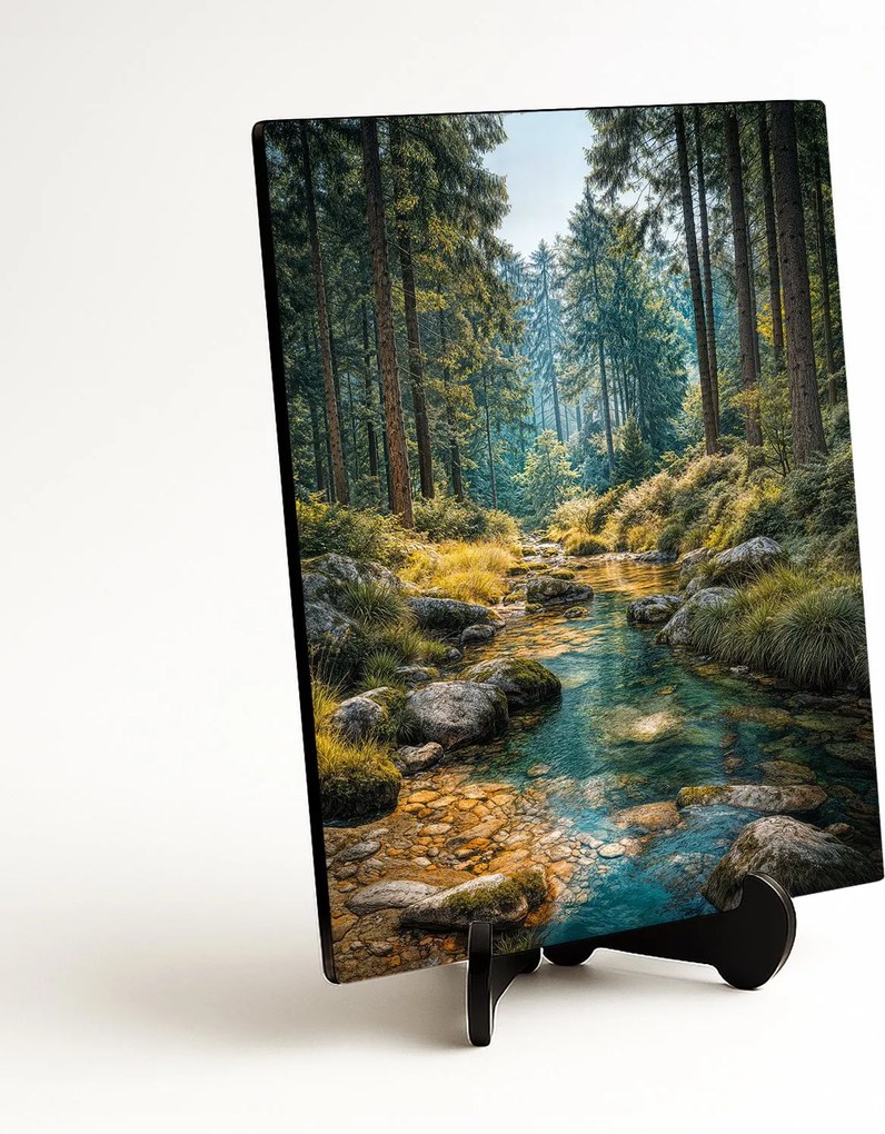 DUBLEZ | Fából készült színes kép - Erdői patak