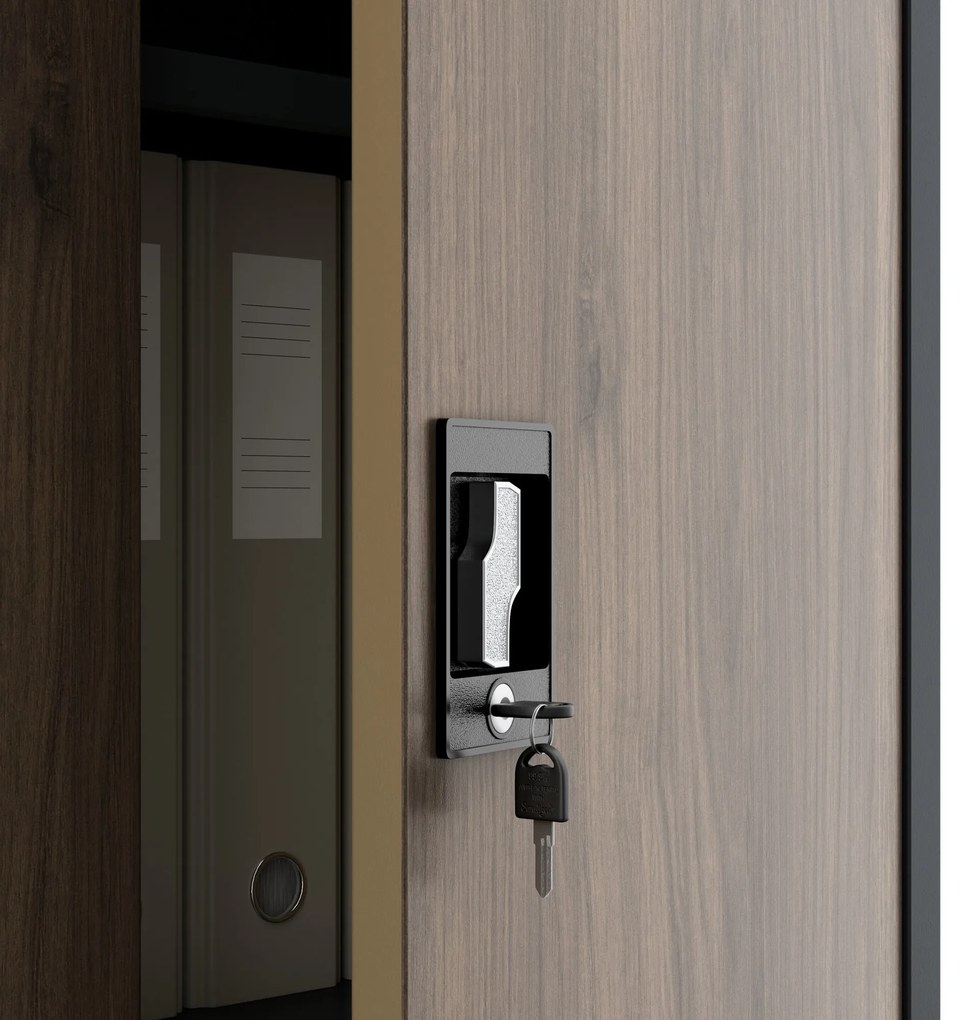 Fém iratszekrény JAN, 900 x 1850 x 400 mm, Eco Design: antracit/ dió