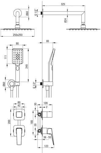 Deante NQL_N9YK - BLUR zuhanyszett falba süllyesztett csapteleppel, fekete
