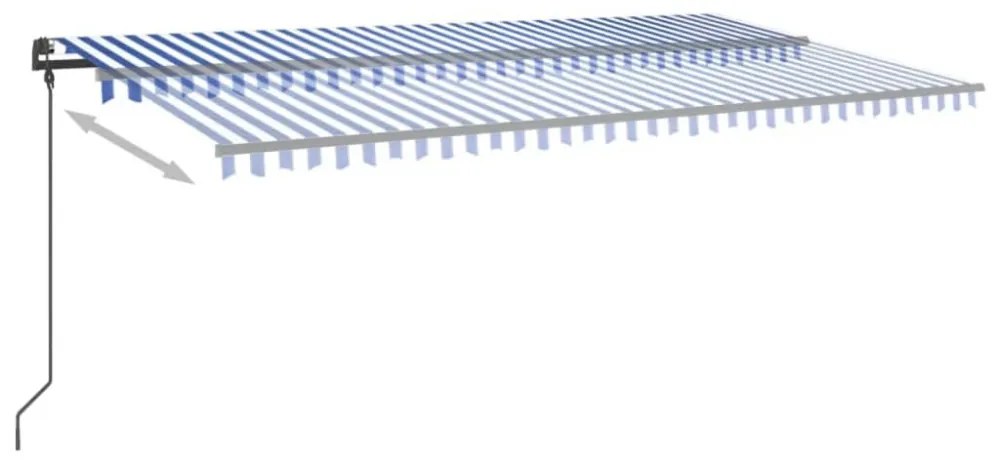 kék és fehér automata napellenző póznákkal 6 x 3,5 m