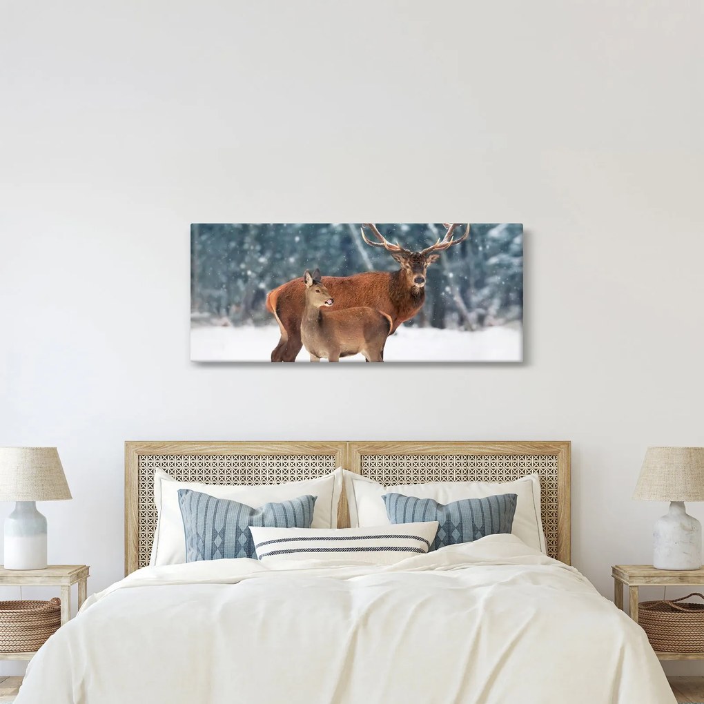 Kép egy szarvasról és őzikéről (120x50 cm)