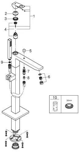 GROHE 23672001 - EUROCUBE kádcsaptelep 298 mm, fényes króm