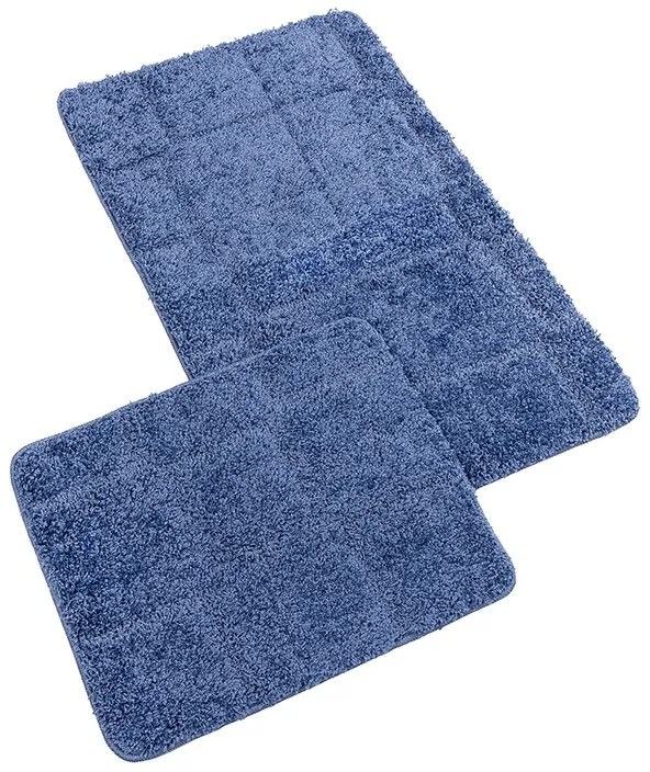 Bellatex Fürdőszoba szőnyeg szett kivágás nélkül BANYSILVER kék, 60 x 100, 60 x 50 cm